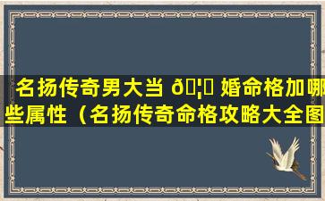 名扬传奇男大当 🦍 婚命格加哪些属性（名扬传奇命格攻略大全图解）